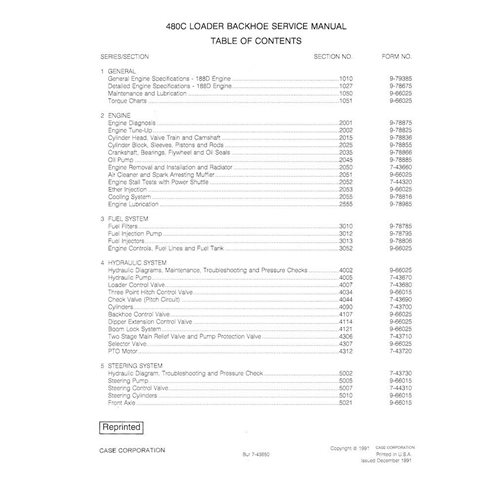 Manual de serviço da retroescavadeira Case 480C pdf - Case manuais - CASE-7-43650-EN