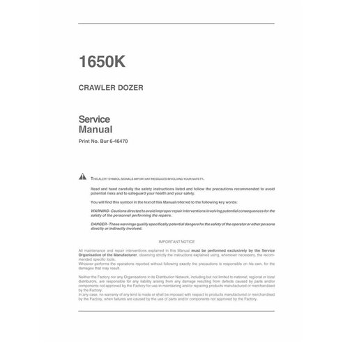 Case 1650K bulldozer sobre orugas pdf manual de servicio - Case manuales - CASE-6-46470R0-EN