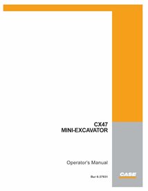 Case CX47 mini excavator pdf operator's manual  - Case manuals - CASE-6-37931-EN