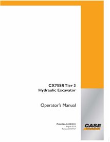 Case CX75SR Tier 3 excavator pdf operator's manual  - Case manuals - CASE-84301821-EN