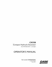 Case CX55B excavator pdf operator's manual  - Case manuals - CASE-S2PS00005ZE01-EN