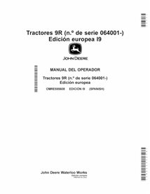 John Deere 9370R, 9420R, 9470R, 9520R, 9570R, 9620R, 9R tracteur pdf manuel d'utilisation ES - John Deere manuels - JD-OMRE59...