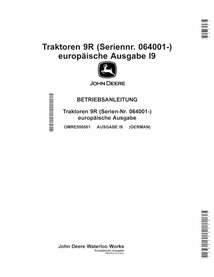 JD-OMRE595561-DE Manual del operador del tractor John Deere 9370R, 9420R, 9470R, 9520R, 9570R, 9620R, 9R DE (OMRE595561)