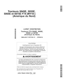 John Deere 5045E, 5055E, 5065E, 5075E MY18- trator pdf manual do operador FR - John Deere manuais - JD-OMSJ42017-FR