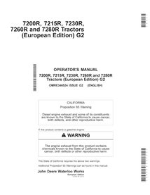 John Deere \r\n7200R, 7215R, 7260R, 7280R, 7230R tractor pdf operator's manual  - John Deere manuals - JD-OMRE346524-EN