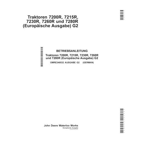 JD-OMRE346532-DE Manual do operador do trator John Deere 7200R, 7215R, 7260R, 7280R, 7230R DE (OMRE346532)