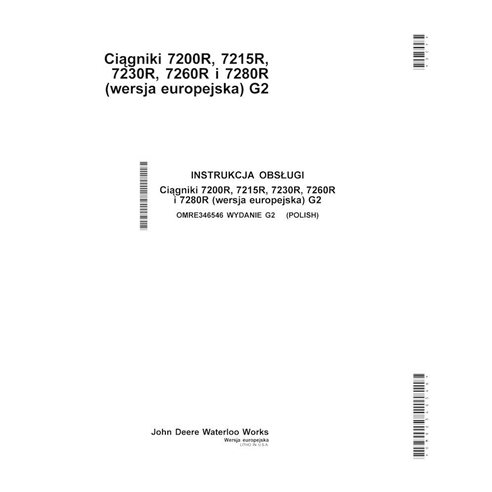 JD-OMRE346546-PL John Deere 7200R, 7215R, 7260R, 7280R, 7230R tractor operator's manual PL (OMRE346546)