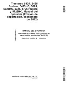 John Deere 5425, 5625, 5725, 5725HC, 5425HC, 5625HC, 5725N tractor pdf manual del operador ES - John Deere manuales - JD-OMSU...