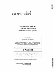 JD-OMMN10009 Manuel d'utilisation du tracteur John Deere 7715, 7815 (OMMN10009)