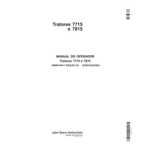 John Deere 7715, 7815 tracteur pdf manuel d'utilisation PT - John Deere manuels - JD-OMMN10011-PT