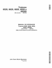 John Deere 6520, 6620, 6820, 6920, 6920S SN Edição G2 trator pdf manual do operador PT - John Deere manuais - JD-OMAL152784-PT