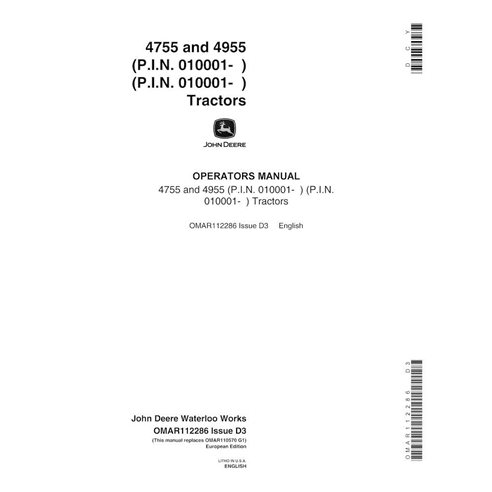 John Deere 4755, 4955 SN 010001- tractor pdf operator's manual  - John Deere manuals - JD-OMAR112286-EN