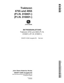 JD-OMAR112285-DE John Deere 4755, 4955 SN 010001- tractor operator's manual DE (OMAR112285)