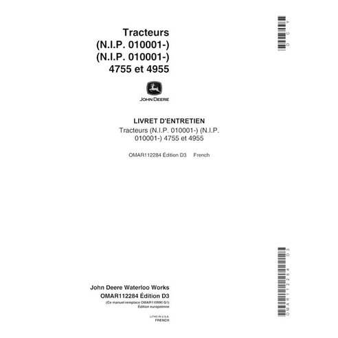 John Deere 4755, 4955 SN 010001- manuel d'utilisation du tracteur pdf FR - John Deere manuels - JD-OMAR112284-FR