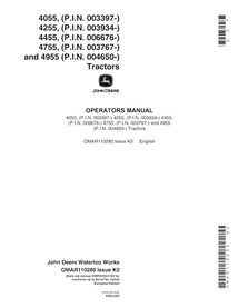 John Deere 4055, 4255, 4455, 4755, 4955 SN 003397- manuel d'utilisation du tracteur pdf - John Deere manuels - JD-OMAR110280-EN