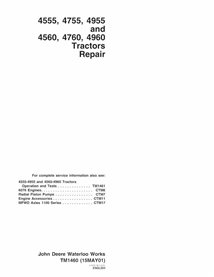 John Deere 4555, 4755, 4955, 4560, 4760, 4960 tractor pdf manual técnico de reparación - John Deere manuales - JD-TM1460-EN