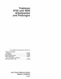 TM2639-DE Manuel technique d'utilisation et de test des tracteurs John Deere 4755 et 4955 DE (TM2639)