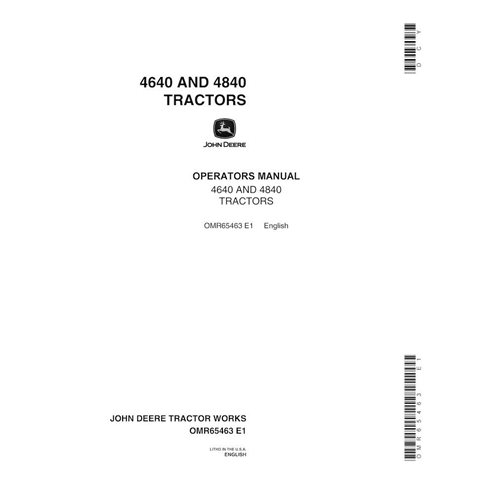 JD-OMR65463 John Deere 4640, 4840 tractor operator's manual (OMR65463)