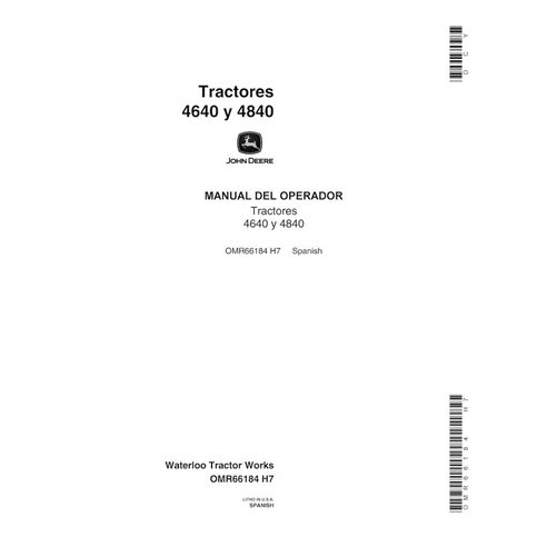 John Deere 4640, 4840 trator pdf manual do operador ES - John Deere manuais - JD-OMR66184-ES
