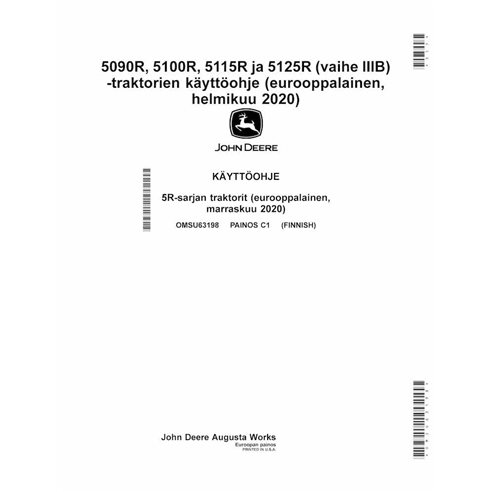 JD-OMSU63198-FI Manual do operador do trator John Deere 5090R, 5125R, 5115R, 5100R Edição C1 FI (OMSU63198)