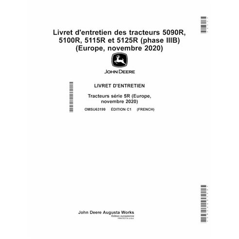 John Deere 5090R, 5125R, 5115R, 5100R Edição C1 trator pdf manual do operador FR - John Deere manuais - JD-OMSU63199-FR