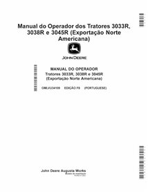 John Deere 3033R, 3045R, 3038R Edição F8 trator pdf manual do operador PT - John Deere manuais - JD-OMLVU34109-PT