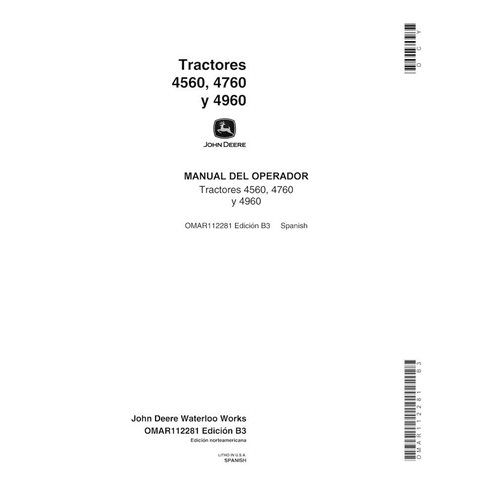 John Deere 4560, 4760, 4960 tracteur pdf manuel d'utilisation ES - John Deere manuels - JD-OMAR112281-ES