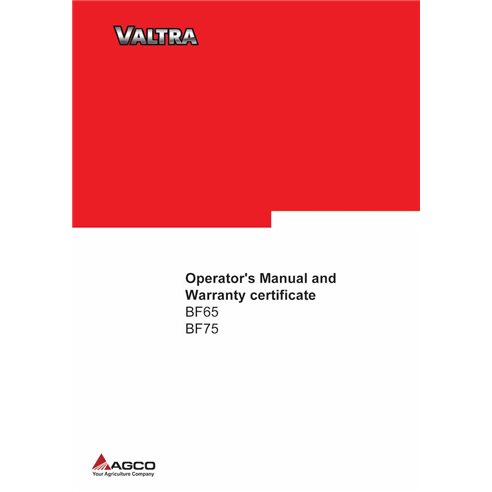 Valtra BF65, BF75 tractor manual del operador pdf - Valtra manuales - VALTRA-81921100-EN