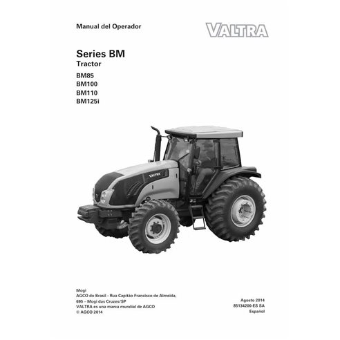 Valtra BM85, BM100, BM110, BM125i tractor pdf manual del operador ES - Valtra manuales - VALTRA-85134200-ES
