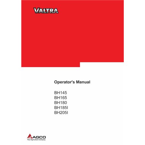 Valtra BH145, BH165, BH180, BH185I, BH205I tractor pdf operator's manual  - Valtra manuals - VALTRA-85739600-EN