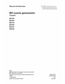 Valtra BH144, BH154, BH174, BH194, BH214, BH224 tractor pdf manual del operador ES - Valtra manuales - VALTRA-ACW1530760-ES