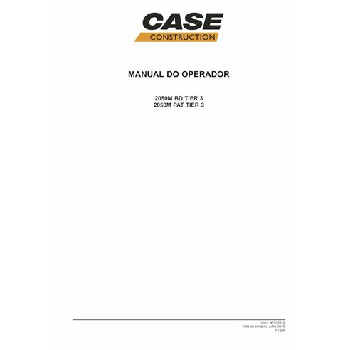 Manual do operador do trator de esteiras Case 2050M Tier 3 pdf PT - Case manuais - CASE-47879918-PT