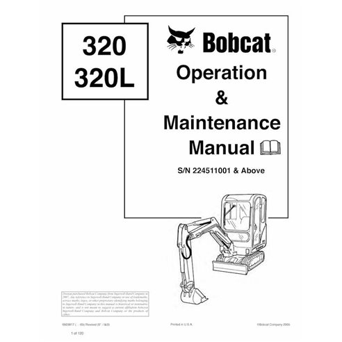 Bobcat 320, 320L compact excavator pdf operation and maintenance manual  - BobCat manuals - BOBCAT-6903817-OM-EN