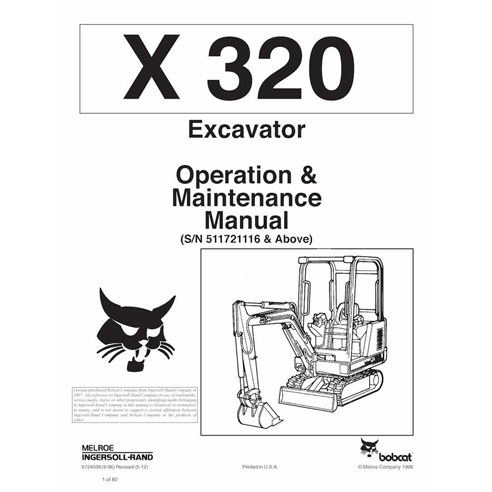 Bobcat X320 compact excavator pdf operation and maintenance manual  - BobCat manuals - BOBCAT-6724026-OM-EN