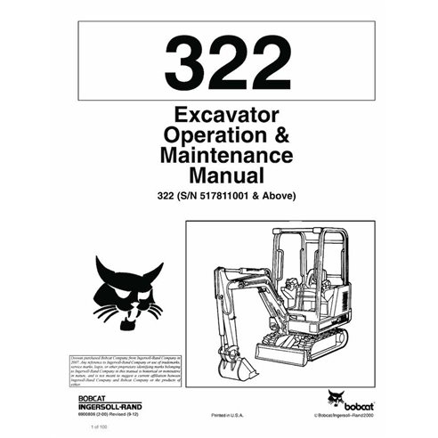 Bobcat 320, 320L, 322 compact excavator pdf operation and maintenance manual  - BobCat manuals - BOBCAT-6900806-OM-EN