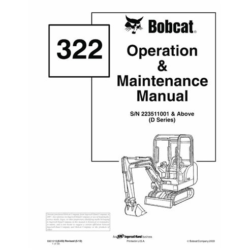 Bobcat 322 compact excavator pdf operation and maintenance manual  - BobCat manuals - BOBCAT-6901016-OM-EN