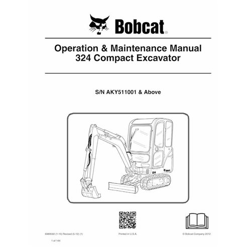 Bobcat 324 compact excavator pdf operation and maintenance manual  - BobCat manuals - BOBCAT-6989592-OM-EN