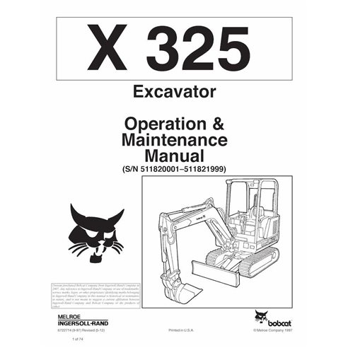 Manuel d'utilisation et d'entretien de la pelle compacte Bobcat X325 pdf - Lynx manuels - BOBCAT-6722714-OM-EN