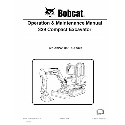 Bobcat 329 compact excavator pdf operation and maintenance manual  - BobCat manuals - BOBCAT-6904770-OM-EN