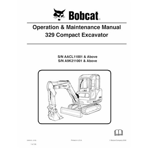 Bobcat 329 compact excavator pdf operation and maintenance manual  - BobCat manuals - BOBCAT-6986945-OM-EN