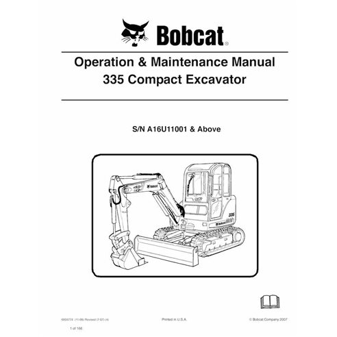 Bobcat 335 compact excavator pdf operation and maintenance manual  - BobCat manuals - BOBCAT-6904774-OM-EN