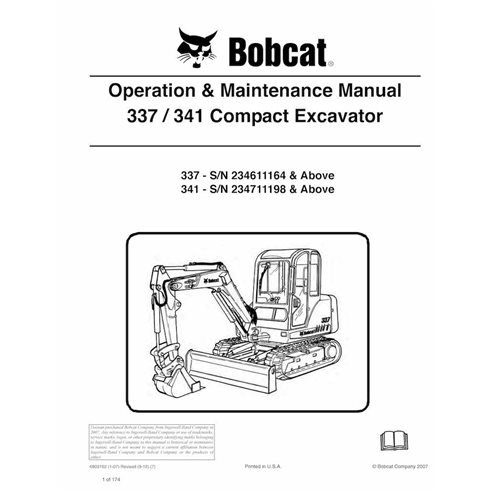 Bobcat 337, 441 excavadora compacta pdf manual de operación y mantenimiento - Gato montés manuales - BOBCAT-6903162-OM-EN