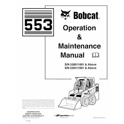 Bobcat 553 skid loader pdf operation and maintenance manual  - BobCat manuals - BOBCAT-6902827-OM-EN