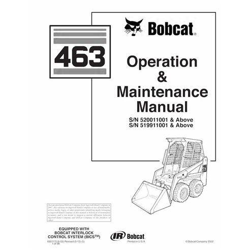 Minicarregadeira Bobcat 463 manual de operação e manutenção em pdf - Lince manuais - BOBCAT-6901175-OM-EN