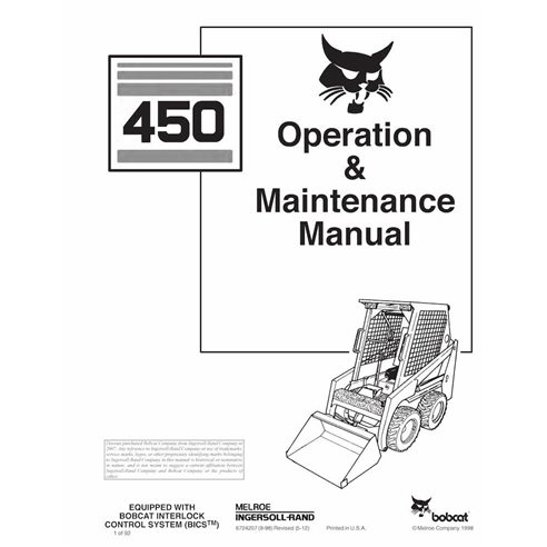 Minicarregadeira Bobcat 450 manual de operação e manutenção em pdf - Lince manuais - BOBCAT-6724207-OM-EN