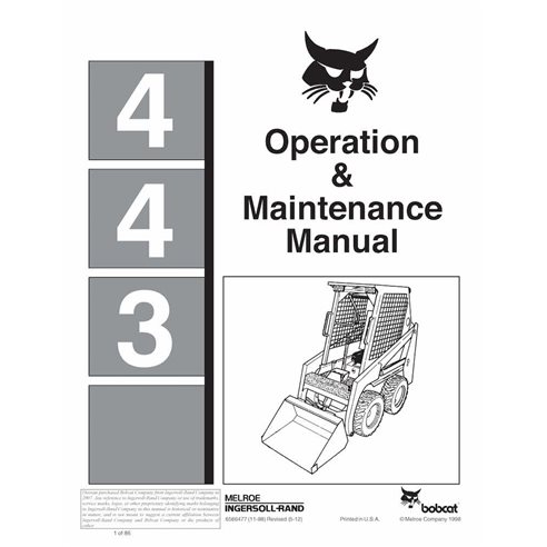 Bobcat 443 skid loader pdf operation and maintenance manual  - BobCat manuals - BOBCAT-6566477-OM-EN