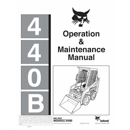 Bobcat 440B skid loader pdf manuel d'utilisation et d'entretien. - Lynx manuels - BOBCAT-6570155-OM-EN