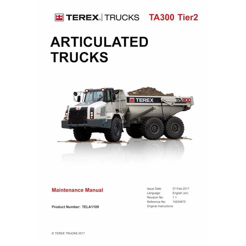 Manual de manutenção em pdf do caminhão articulado Terex TA300 Tier 2 - Terex manuais - TEREX-15504870-EN