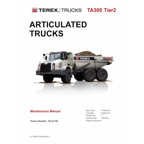 TEREX-15504870 Manual de manutenção em pdf do caminhão articulado Terex TA300 Tier 2