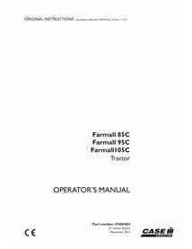 Case IH Farmall 85C, 95C, 105C tracteur pdf manuel d'utilisation - Case IH manuels - CASE-47604404-EN